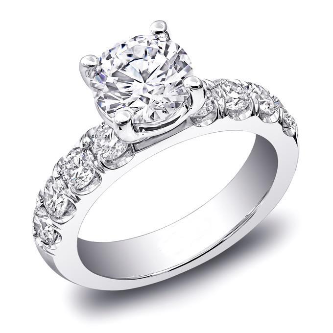64002 Round Diamond 2.70 CT 14K White Gold Prong Setting Wedding Ring, Size 6.5