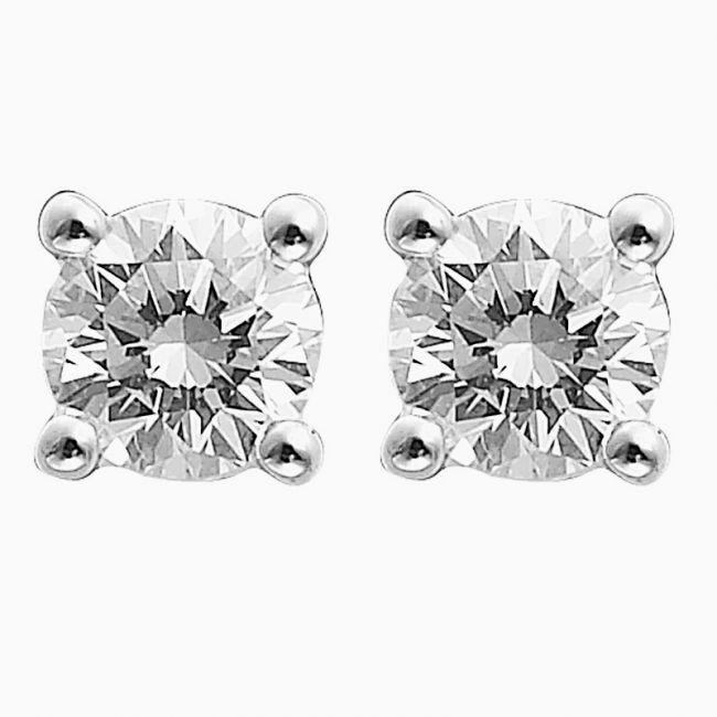 64627 Sparkling Round 2.5 CT Gold Fine Diamond Stud Earring