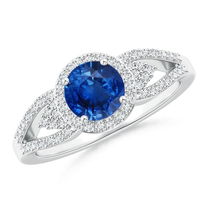 64632 2.64 CT Round Cut Sapphire & Diamonds Ring, White Gold - Size 6.5