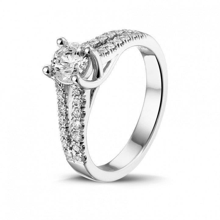 64636 2.90 CT Round Brilliant Cut Diamonds Engagement Ring, 14K White Gold - Size 6.5