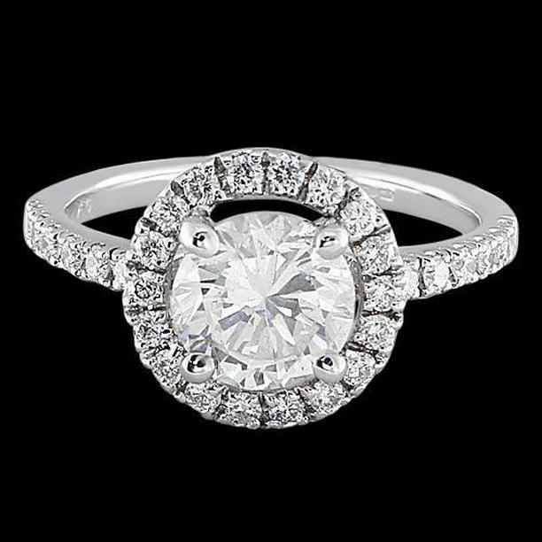 64670 1.50 CT Halo Diamond White Gold Wedding Ring, Size 6.5