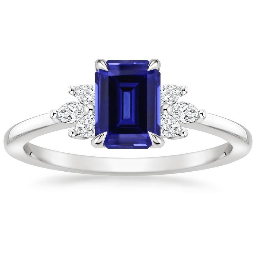 Picture of Harry Chad Enterprises 65504 2.50 CT Emerald Sri Lankan Sapphire Diamond Engagement Ring, Size 6.5