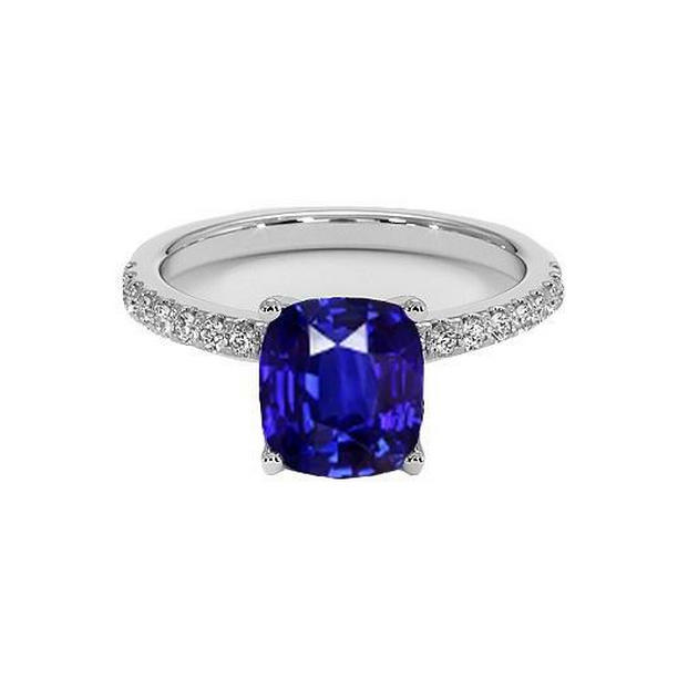 Picture of Harry Chad Enterprises 65571 2.75 CT Sapphire Ceylon Blue White Gold Jewelry Engagement Ring&#44; Size 6.5