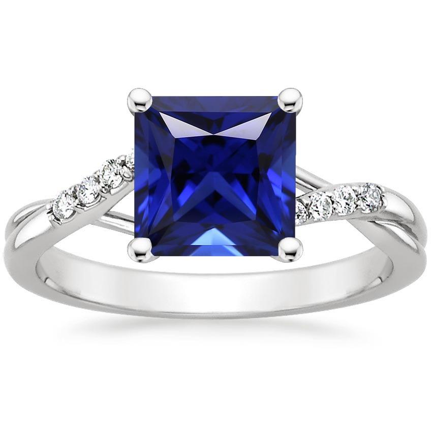 Picture of Harry Chad Enterprises 66048 5.25 CT Womens Princess Blue Sapphire Twisted Shank Diamond Ring&#44; Size 6.5
