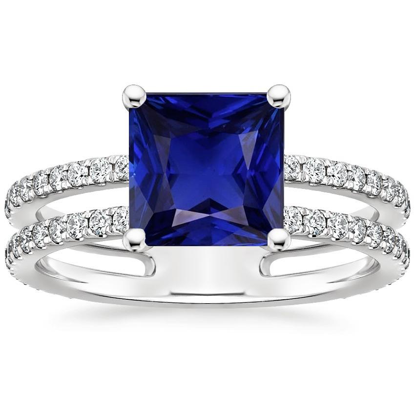 Picture of Harry Chad Enterprises 66087 6 CT Princess Cut Sapphire with Accents Split Shank Diamond Ring&#44; Size 6.5