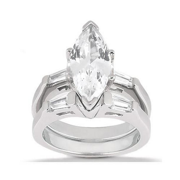 Picture of Harry Chad Enterprises 6654 3.50 CT Marquise Cut Engagement Set Diamond Ring&#44; Size 6.5