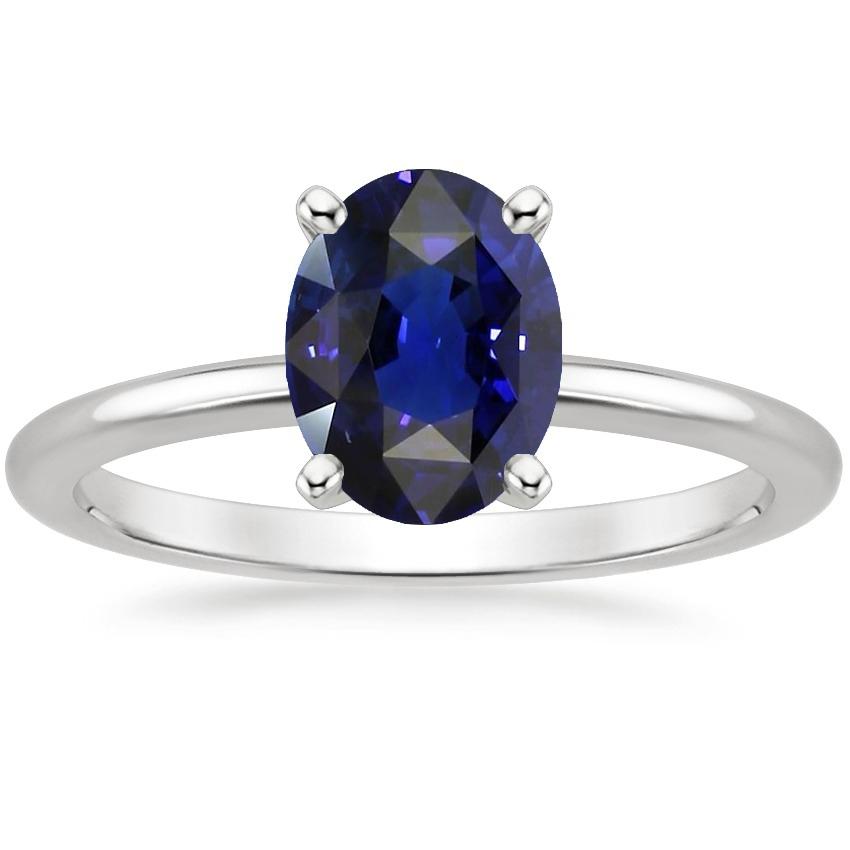 Picture of Harry Chad Enterprises 66547 2 CT Oval Solitaire Prong Set Sri Lankan Sapphire Ring, Size 6.5