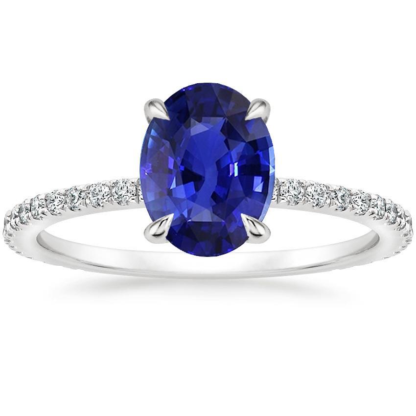 Picture of Harry Chad Enterprises 66548 3.75 CT Solitaire Blue Sapphire Ring with Diamond Accents, Size 6.5