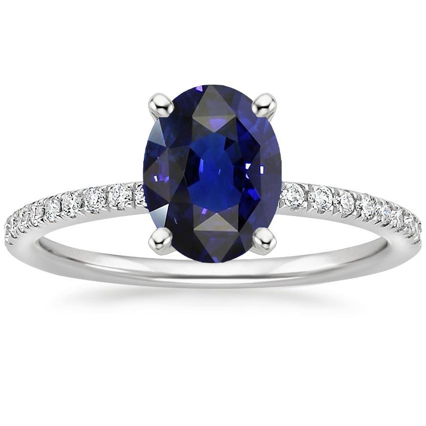 Picture of Harry Chad Enterprises 66551 3 CT Diamond Engagement Ring with Accents Oval Blue Sapphire, Size 6.5