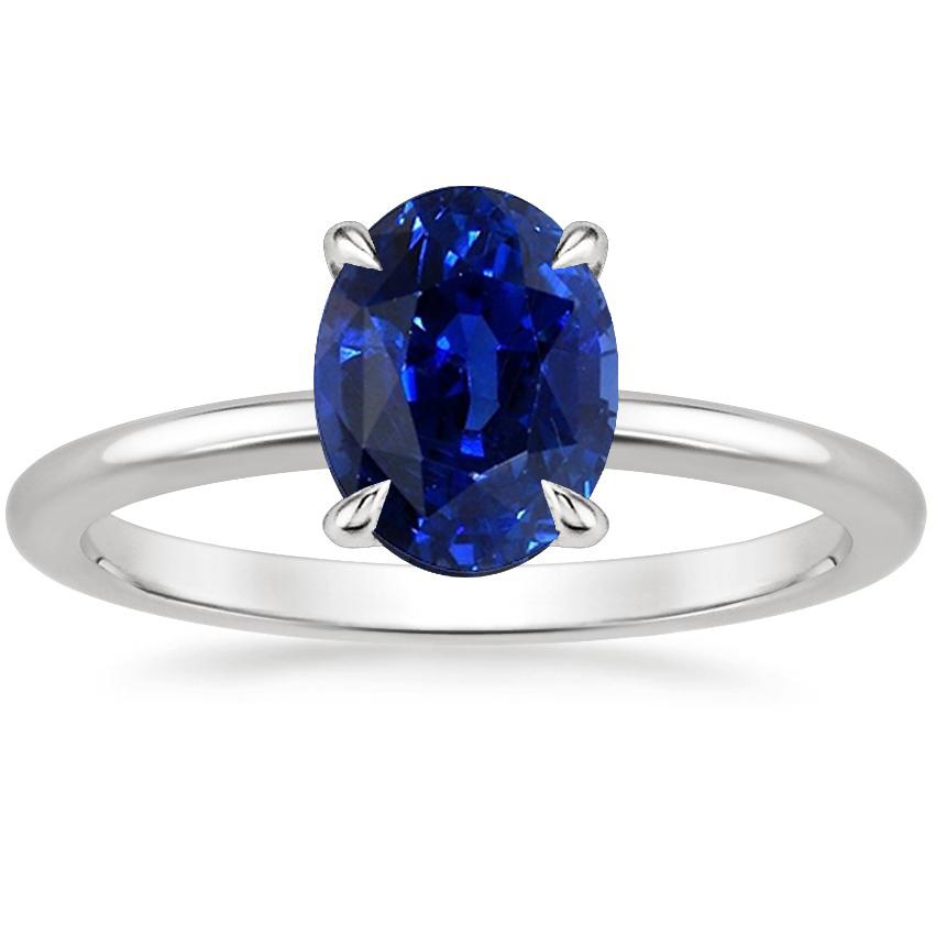 66553 Oval Cut Ceylon Sapphire 2.50 CT Prong Set Solitaire Ring, Size 6.5