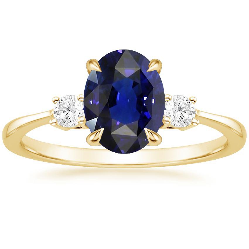 Picture of Harry Chad Enterprises 66555 3 CT 3 Stone Oval Sri Lankan Sapphire & Diamonds Engagement Ring&#44; Size 6.5