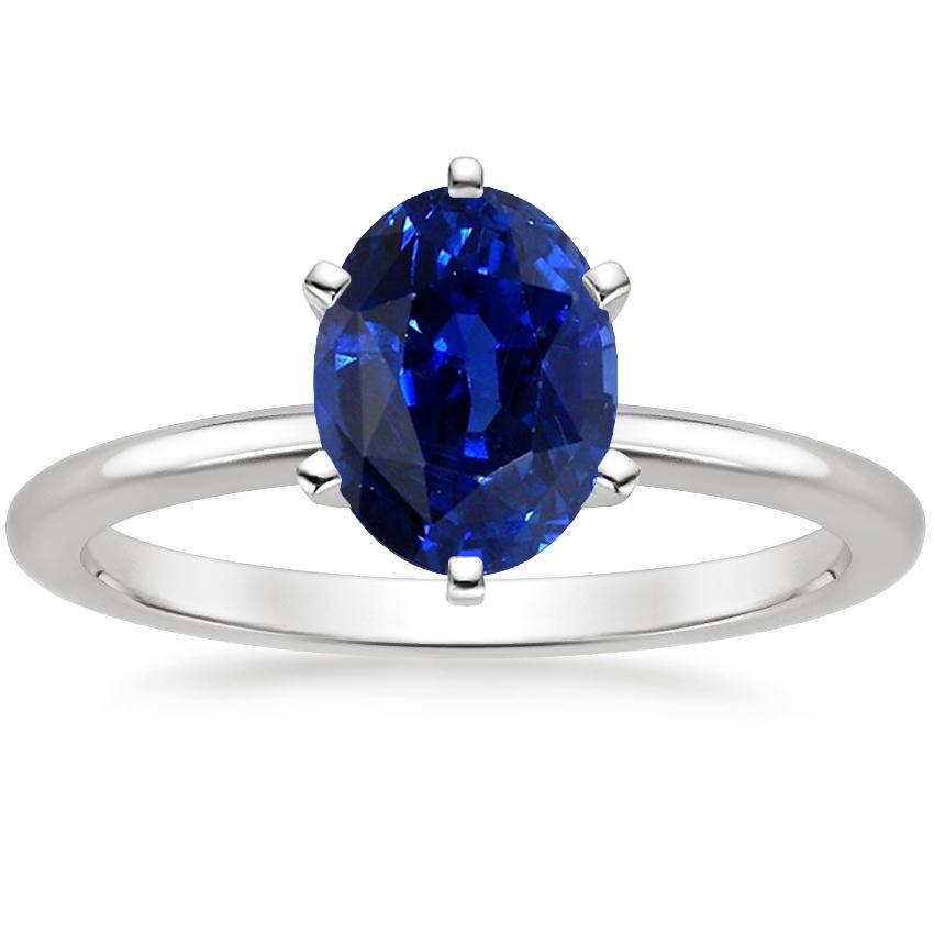 Picture of Harry Chad Enterprises 66557 2 CT Solitaire Oval Cut Ceylon Sapphire Engagement Ring, Size 6.5