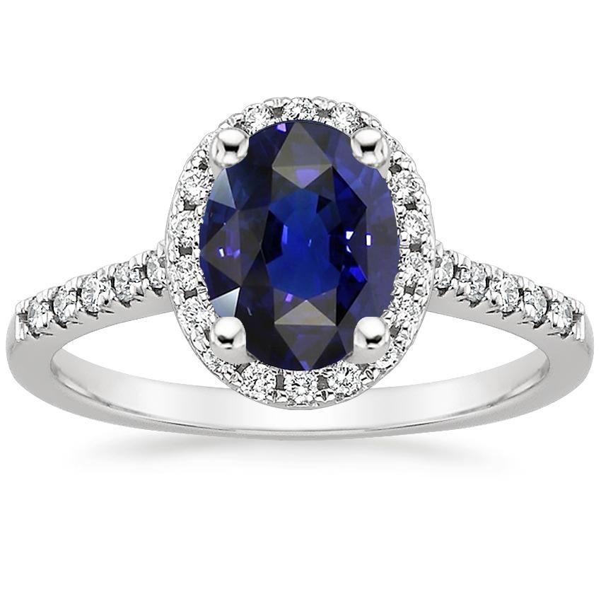 66559 4 CT Diamond Oval Cut Sri Lankan Sapphire Halo Ring, Size 6.5