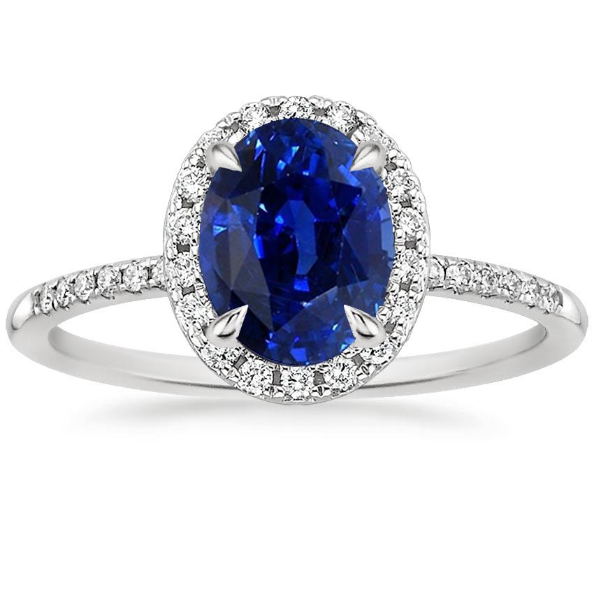 66569 3.25 CT Womens Oval Blue Sapphire & Diamond Accents Halo Ring, Size 6.5