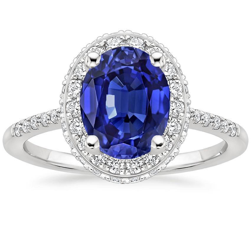 Picture of Harry Chad Enterprises 66578 3.75 CT Halo Blue Oval Cut & Pave Set Diamonds Sapphire Ring&#44; Size 6.5