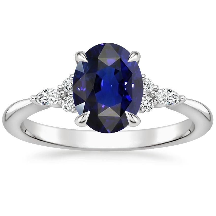Picture of Harry Chad Enterprises 66579 3 CT Solitaire Sapphire Ring with Marquise & Round Diamond Accents&#44; Size 6.5