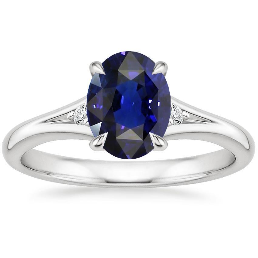 66583 Three Stones Oval Sri Lankan Sapphire 2.75 CT Split Shank Ring, Size 6.5