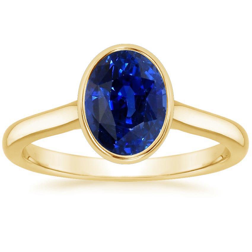 Picture of Harry Chad Enterprises 66585 2.50 CT Solitaire Bezel Set Oval Ceylon Sapphire Engagement Ring, Size 6.5