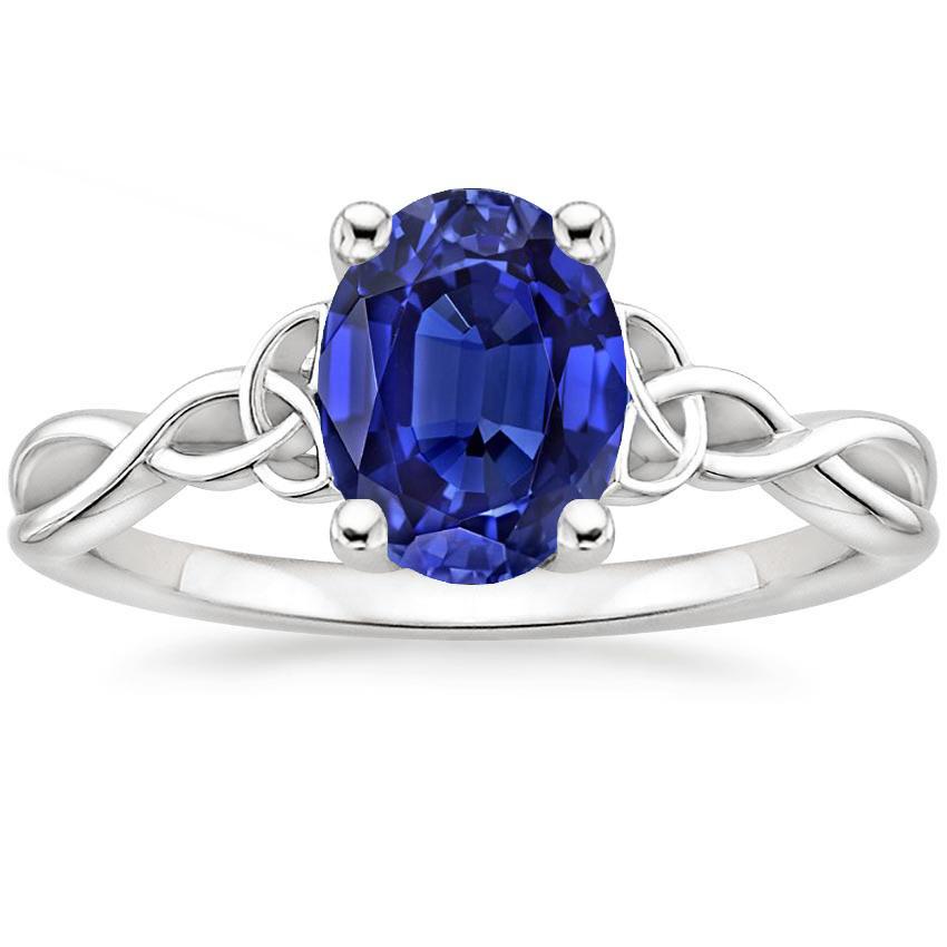 66586 2 CT Solitaire Vintage Style Oval Blue Sapphire Anniversary Ring, Size 6.5