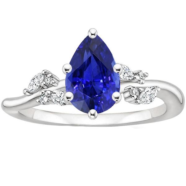 Picture of Harry Chad Enterprises 66595 3.50 CT Solitaire Blue Sapphire Ring with Diamonds Accents, Size 6.5