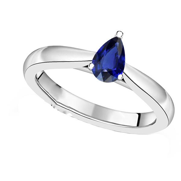 67041 1.50 CT Solitaire Pear Shaped Blue Teardrop Style Sapphire Ring, Size 6.5