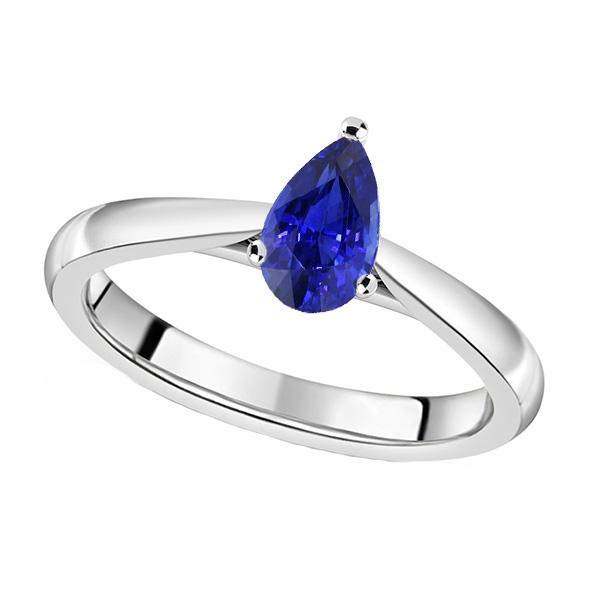 67042 1 CT Solitaire Srilanka Sapphire Anniversary Ring, 14K White Gold - Size 6.5