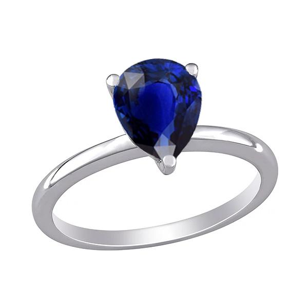 67043 1.50 CT Gold Gemstone Pear Cut Ceylon Sapphire Solitaire Ring, Size 6.5