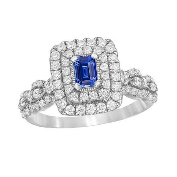 Picture of Harry Chad Enterprises 67058 3 CT Halo Vintage Style Emerald Blue Sapphire Diamond Ring&#44; Size 6.5