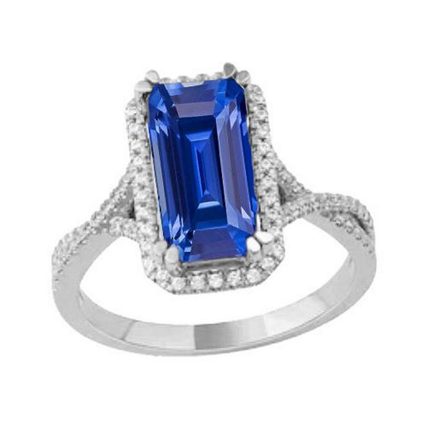 Picture of Harry Chad Enterprises 67067 4 CT Halo Emerald Sri Lankan Sapphire & Diamond Ring&#44; Gold - Size 6.5
