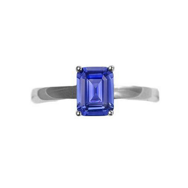 67071 1.50 CT Solitaire Emerald Blue Sapphire Prong Set Anniversary Ring, Size 6.5