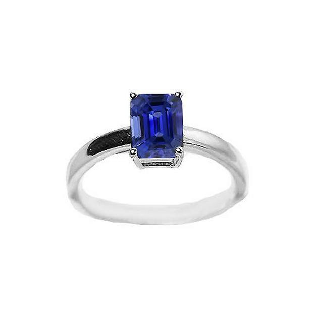 67076 1.50 CT Solitaire Radiant Shaped Sri Lankan Sapphire Ring, Size 6.5
