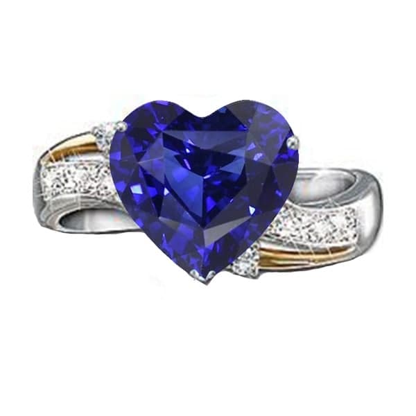 Picture of Harry Chad Enterprises 67533 Blue Sapphire Anniversary Heart 3 CT Womens Diamond Ring&#44; Size 6.5