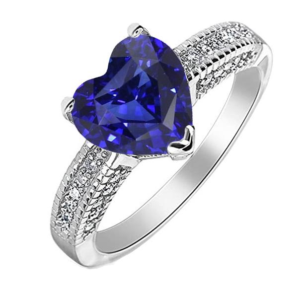 67544 4.50 CT Gemstone Heart Ceylon Antique Style Sapphire Ring, Size 6.5