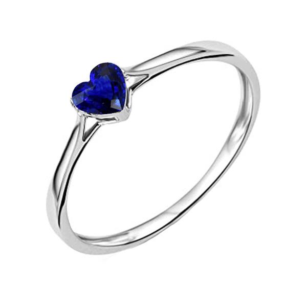 67566 1 CT Gold Heart Solitaire Natural Blue Sapphire Ring, Size 6.5