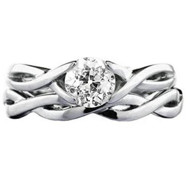 Round Old Miner Diamond 1 CT Infinity Shank Engagement Ring, Size 6.5