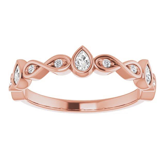 70525 3 CT Pear Old Cut Diamond Bezel Infinity Style Half Eternity Band, Size 6.5