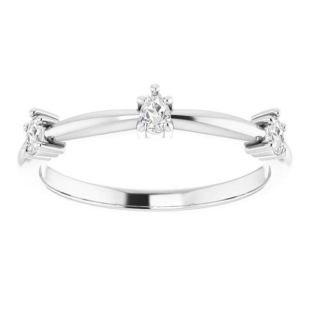 70533 2.25 CT Gold Half Eternity Band Pear Old Cut Diamond 5 Prong Set, Size 6.5