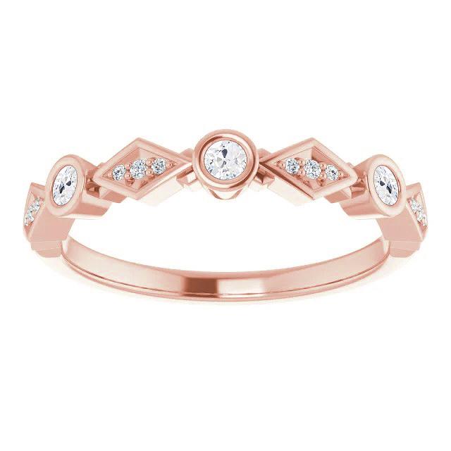 70548 Old Miner Diamond Half Eternity Band 2.25 CT Bezel Set, Rose Gold - Size 6.5