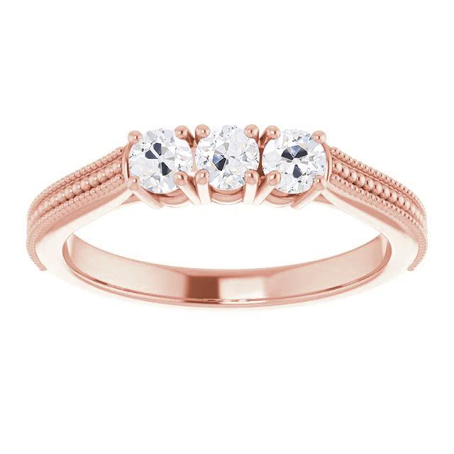70551 Old Miner Diamond Beaded Style 2.25 CT Milgrain Anniversary Ring, Size 6.5