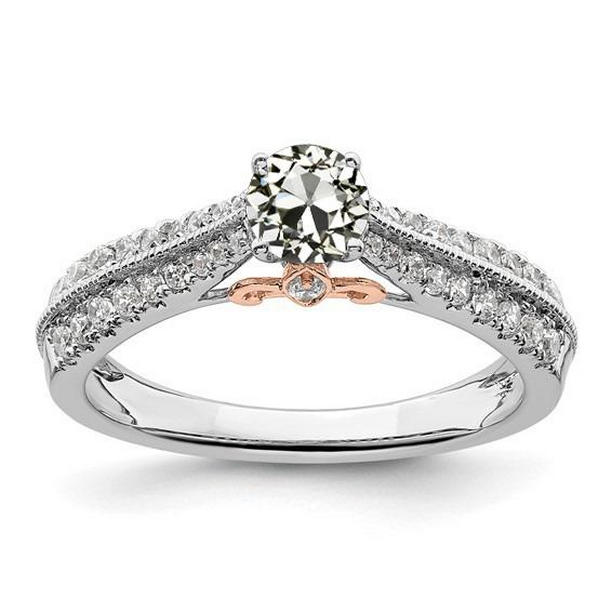 71021 2.50 CT Old Miner Diamond Double Row Accents Anniversary Ring, Size 6.5