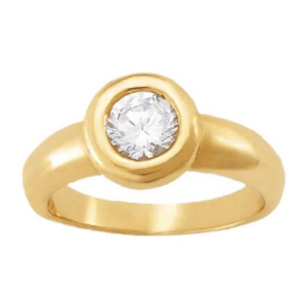 Picture of Harry Chad Enterprises 10590 Bezel Setting Round Diamond 1.01 CT Solitaire Ring&#44; 14K Yellow Gold - Size 6.5