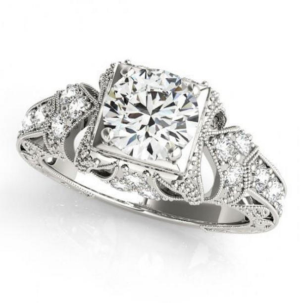 Picture of Harry Chad Enterprises 10618 1.50 CT Solitaire with Accents Diamond Vintage Style Ring&#44; Size 6.5