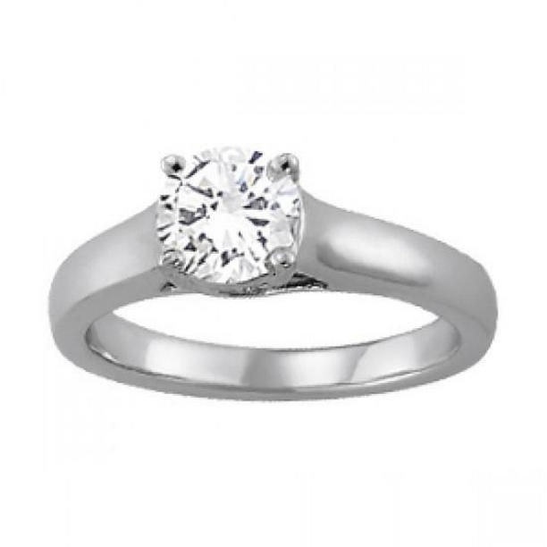 Picture of Harry Chad Enterprises 10673 Round Diamond 1.51 CT Solitaire Engagement Ring, 14K White Gold - Size 6.5