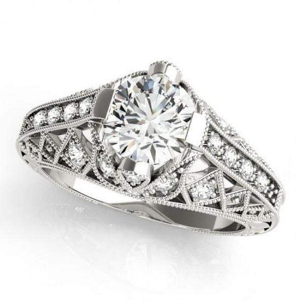 Picture of Harry Chad Enterprises 10687 Solitaire with Accent 1.50 CT Diamond White Gold Engagement Ring&#44; Size 6.5