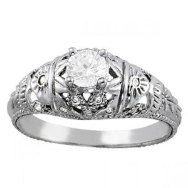 Picture of Harry Chad Enterprises 10743 1 CT Antique Style Diamond Solitaire Engagement Ring&#44; White Gold - Size 6.5