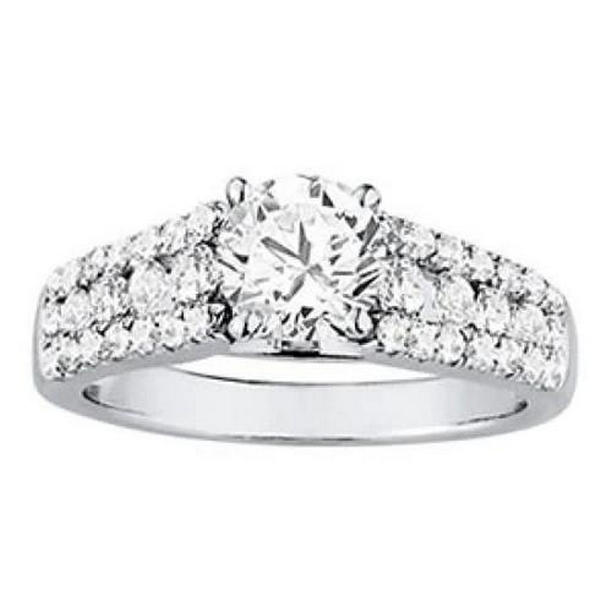 Picture of Harry Chad Enterprises 10764 Round Diamonds 2 CT Solitaire Ring with Accents&#44; 14K White Gold - Size 6.5