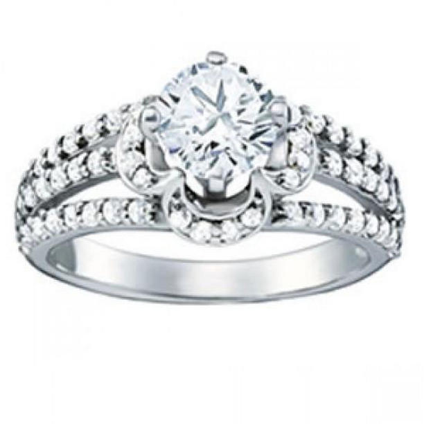 10770 1.35 CT Round Diamond Split Shank Engagement Ring, 14K White Gold - Size 6.5