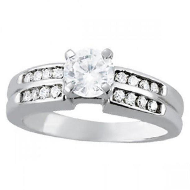 Picture of Harry Chad Enterprises 10778 1 CT Round Diamond Solitaire Fancy Ring with Accent&#44; 14K White Gold - Size 6.5