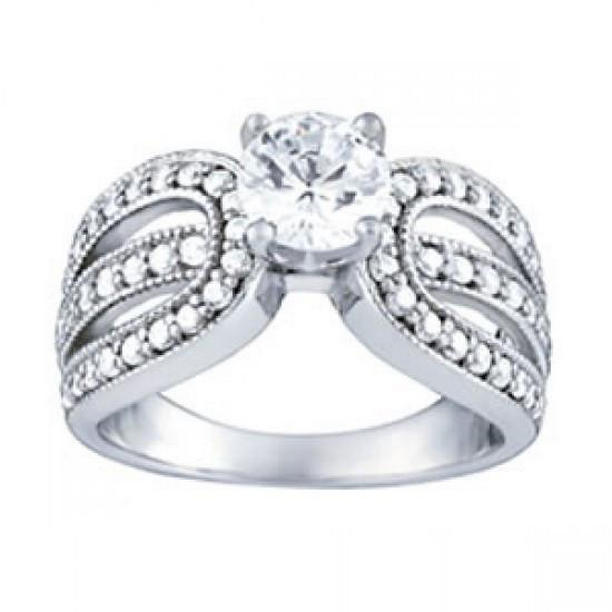 Picture of Harry Chad Enterprises 10785 1.35 CT Round Diamond Vintage Style Engagement Ring&#44; White Gold - Size 6.5
