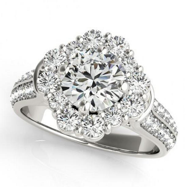 Picture of Harry Chad Enterprises 10883 Diamond Flower Style Halo 3 CT Ladies Engagement Ring, Size 6.5